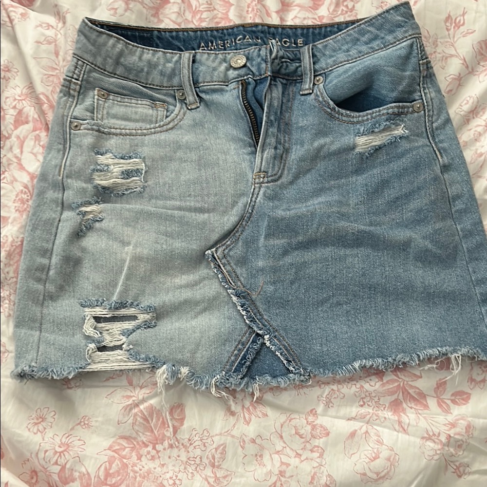 American Eagle Outfitters Blue Asymmetrical Cut Out Mini Skirt